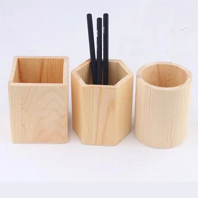 Wooden pen holder office retro stationery pen holder wooden pen holder