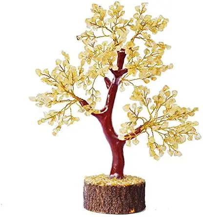 Natural Stone Citrin Tree for Vastu 300 Beads Reiki Healing Crystal White Semi Precious Gemstone Christmas Tree for Home Decor
