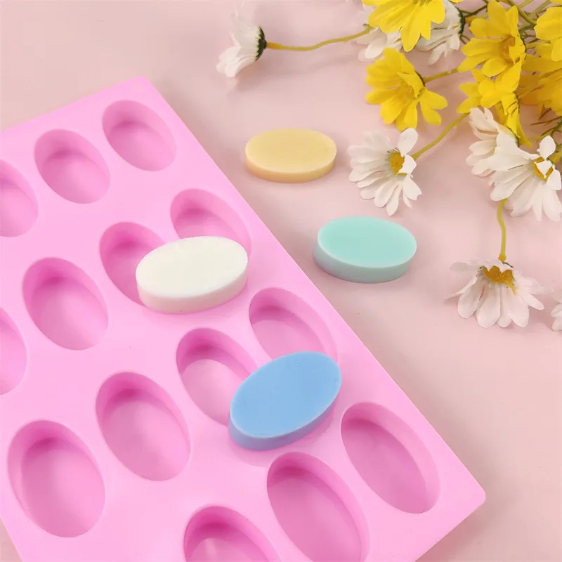 CT22 BPA Free Silicone Soap Molds, Round Rectangle Oval Soap Molds for Handmade Soap Candy Chocolate Cake with Sealed Bags, Pink