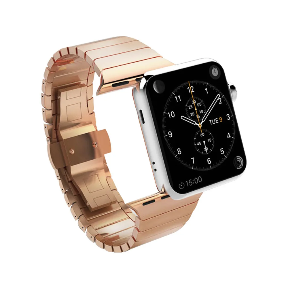 Stainless Steel Watch Band with Butterfly Buckle for iWatch (38mm, 45mm, 49mm) - Compatible with Series 4/5/6/7/9/Ultra