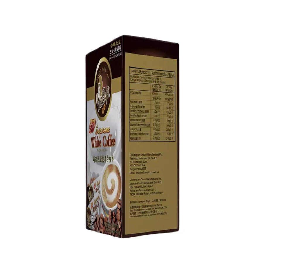 Singapore Instant Rich Aroma Caffeinated Sweet Cream Sugar Breakfast Energize MR CAFE White Coffee Powder Box 40g x 7s x 10b