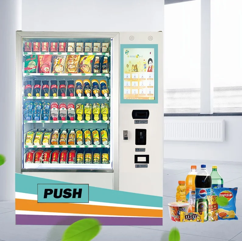 BRENU Smart Robot Automatic commercial Cash Payment Drinks NAYAX card system Snack juice vending machine