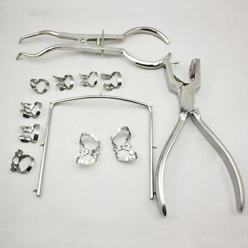 Best Selling Rubber Dam Kit Top Quality Stainless Steel Rubber Dam Clamp Forceps Dental Instruments