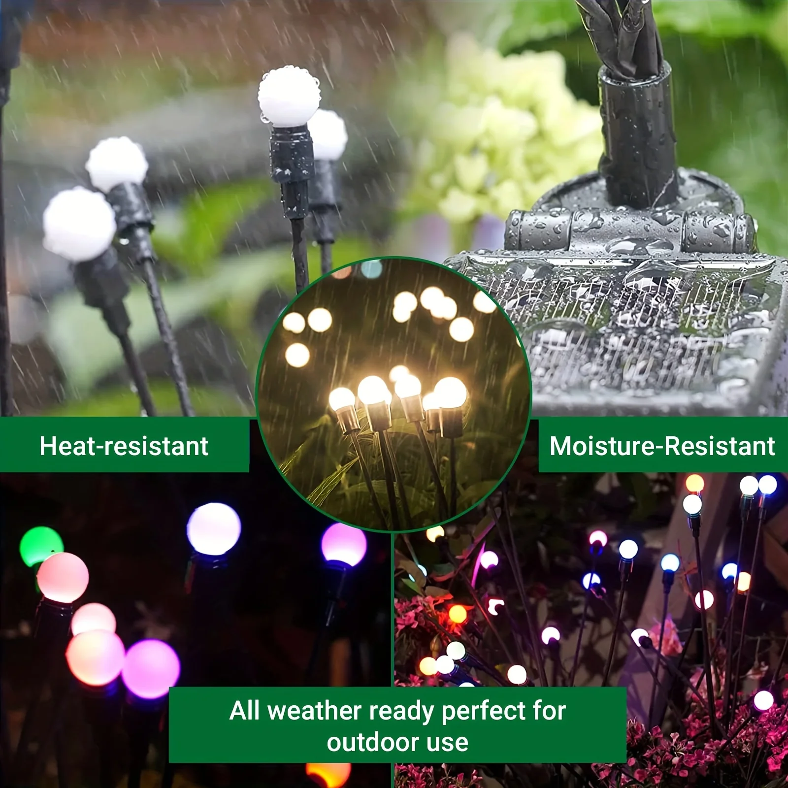 Waterproof Solar Powered Firefly Lights Swaying In The Breeze For Outdoor Camping