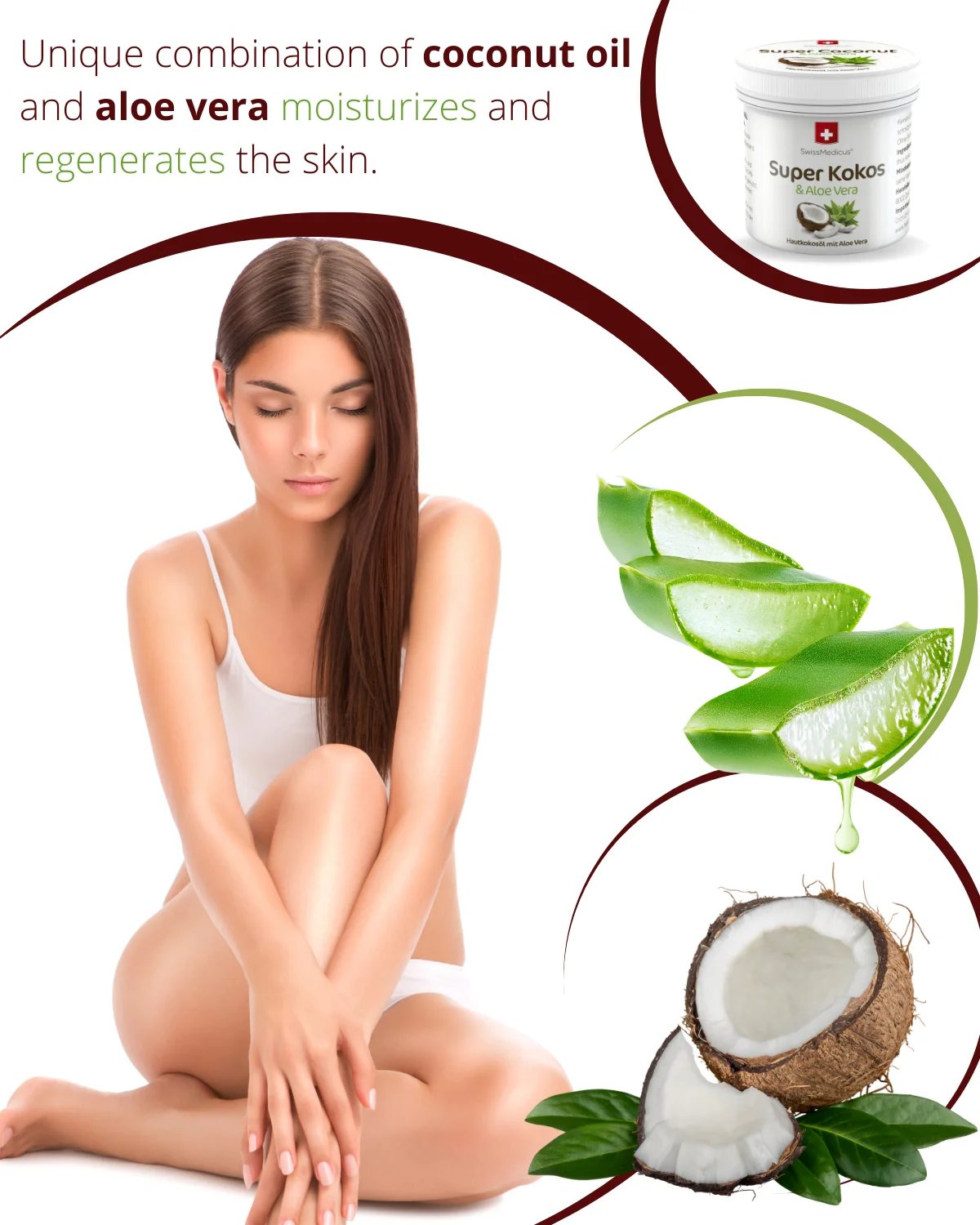 SwissMedicus Super Coconut & Aloe Vera, Philipines Coconut oil, Natural Skin Face Hair Hydration, Swiss quality, Vegan, 150ml