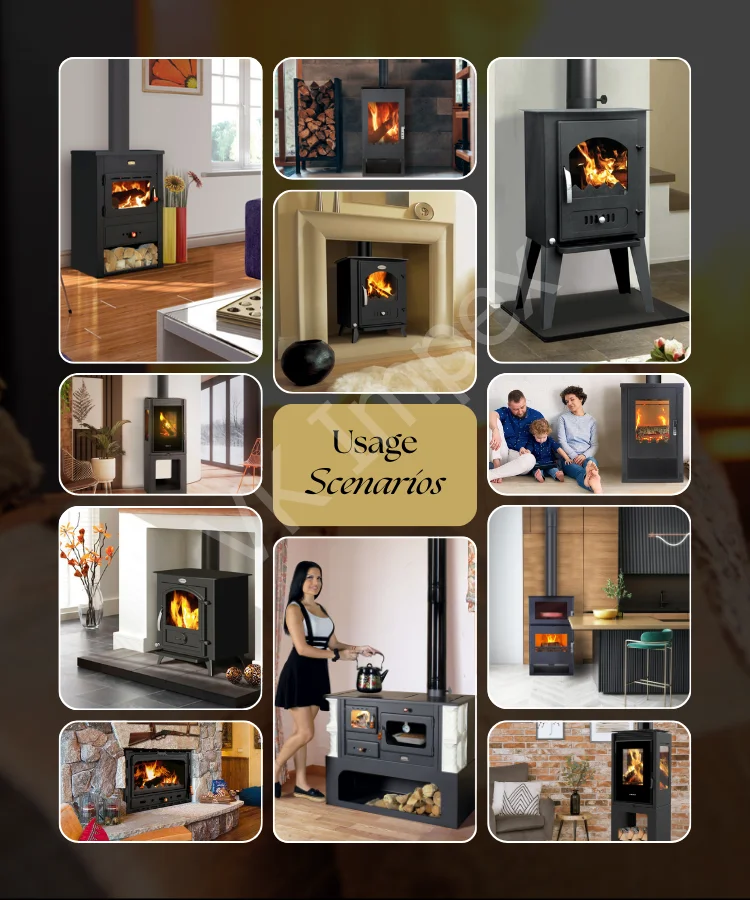 Energy Efficient 7.9 kg/h Fuel Consumption Cast Iron Steel Wood Burning Fireplace Hotel Villa Bedroom Indoor Use Best Price