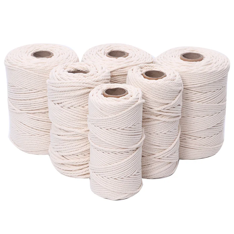 wholesale 2 5 6 8 10 mm eco friendly white soft woven macrame twist cotton rope braided for storage basket bag