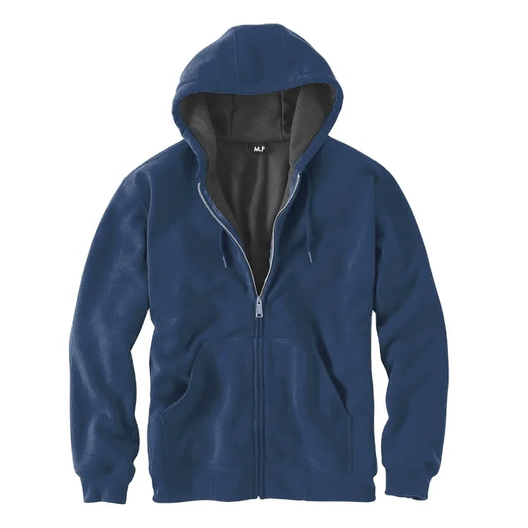 New 2023 Plain Blank  Men Polar Fleece Zipper-up Hoodie