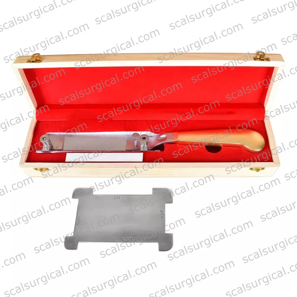 Skin Grafting Harvest Knife with Sterilized Blades and Skin Holding Plates German Steel Schink Knife
