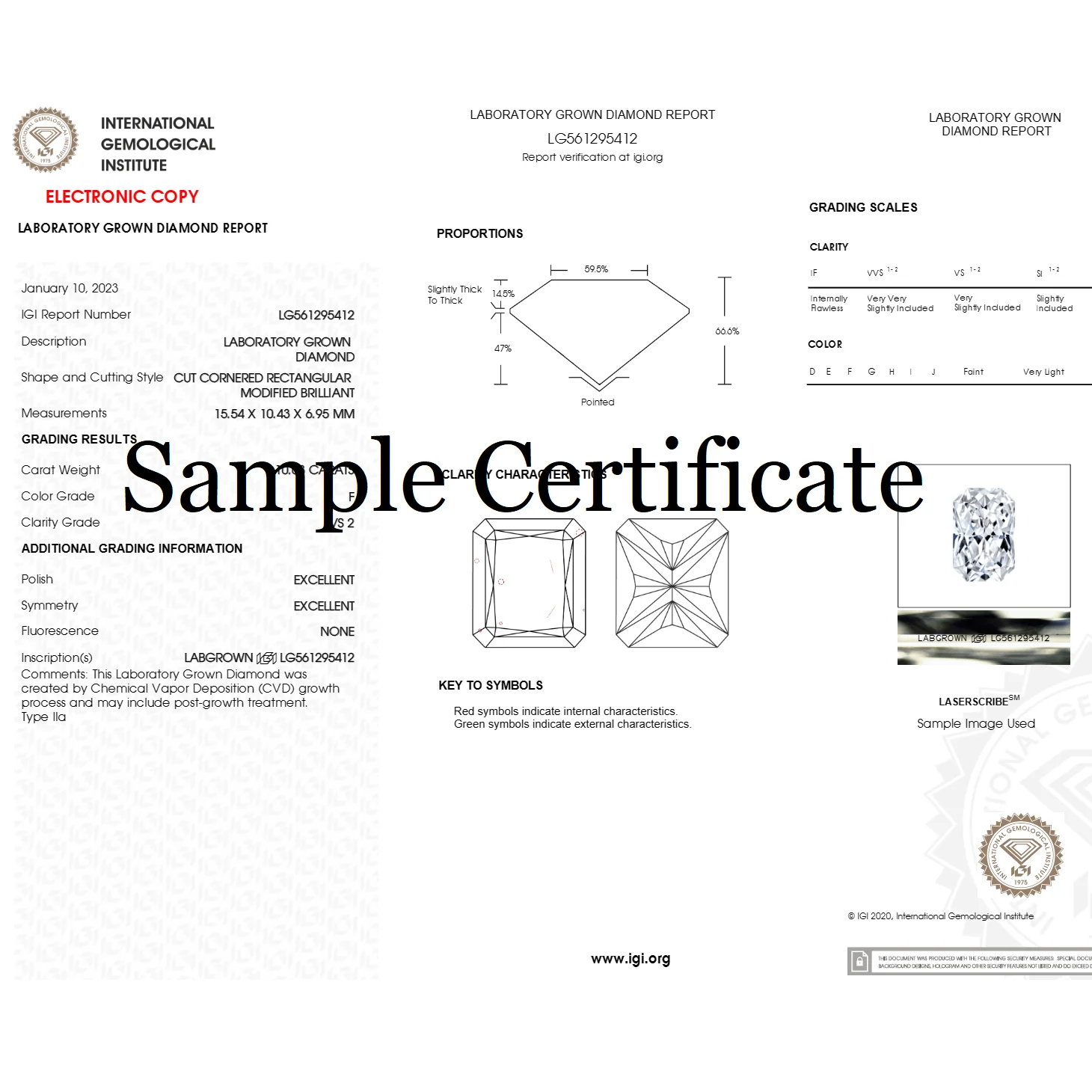 Loose Lab Grown Diamond Radiant Cut 4.01 Carat CVD Fancy Shape IGI Certificate VS1 Clarity Man Made HPHT Diamonds