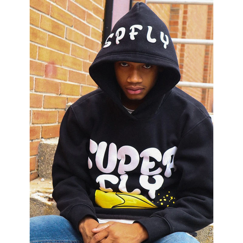 Cropped hoodie men oem manufacturer 100% cotton cut edge raw hem puff printing custom mens hoodie