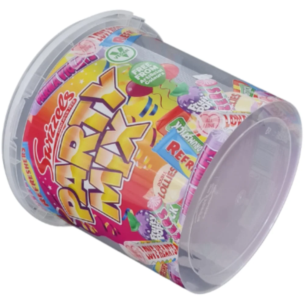 85 oz Cotton Candy Buckets with Lid for Cotton Candy Popcorn Snacks Ice Cream Packaging Clear Custom Printed Bucket with Handles