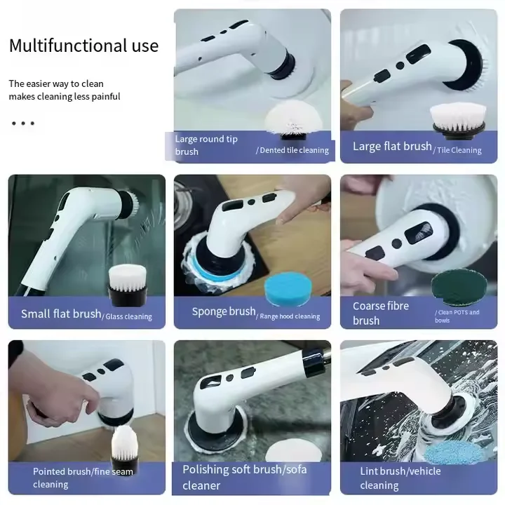 9 in 1 adjustable detachable long handle spin cordless electric cleaning brushes for sofa toilet kitchen car floor house