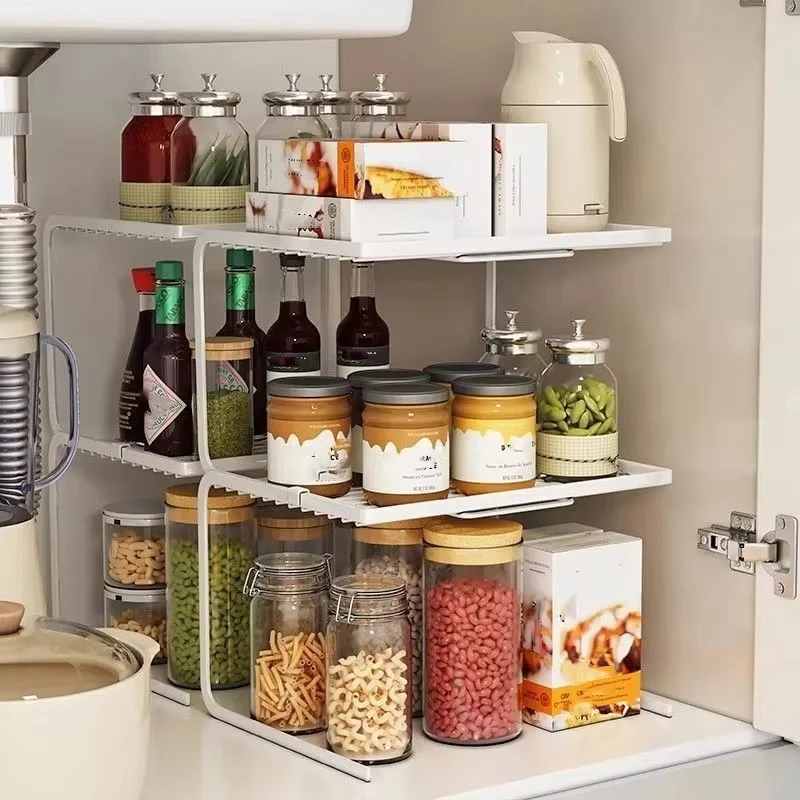 Creative Iron Spice Rack for Kitchen under Sink Cutlery Tabletop Storage Organizer for Small Space Organization