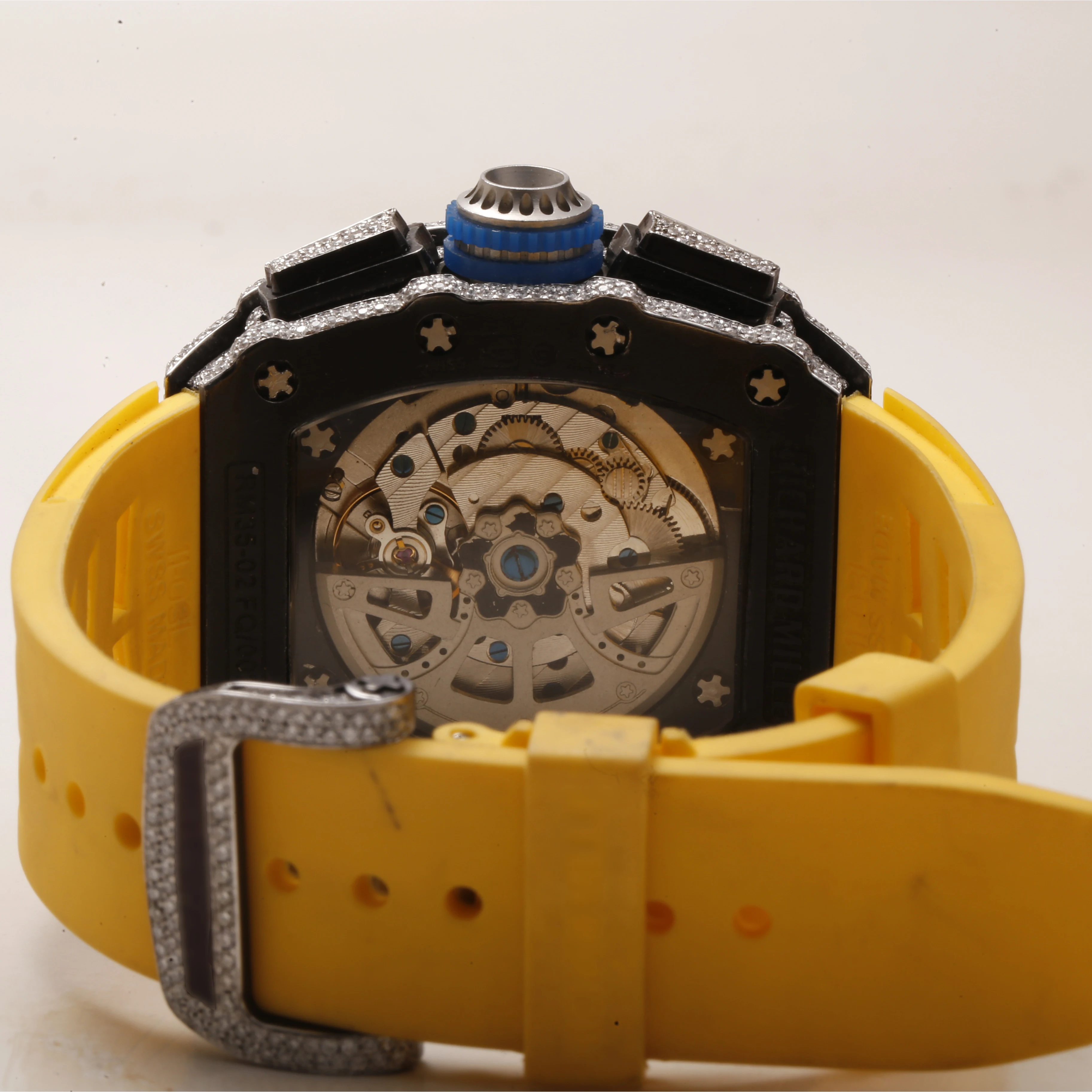 Iced Out Bling Tester Pass Big Dial Mechanical Belt Unisex Bezel Silver VS Chrono Custom Logo With Box Moissanite Diamond Watch