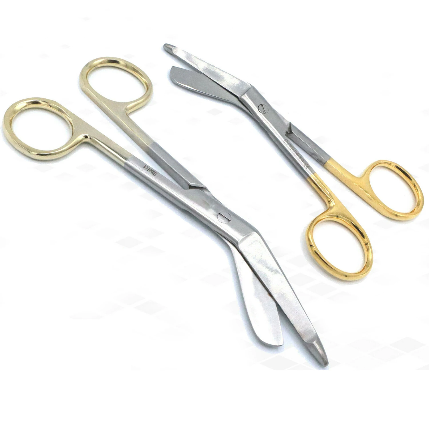 Lister Bandage Scissors 5.5 + 4.5', One Serrated Blade, Gold Handle Orthopedic Surgical Plaster Scissors By KAHLU ORTHOPEDIC