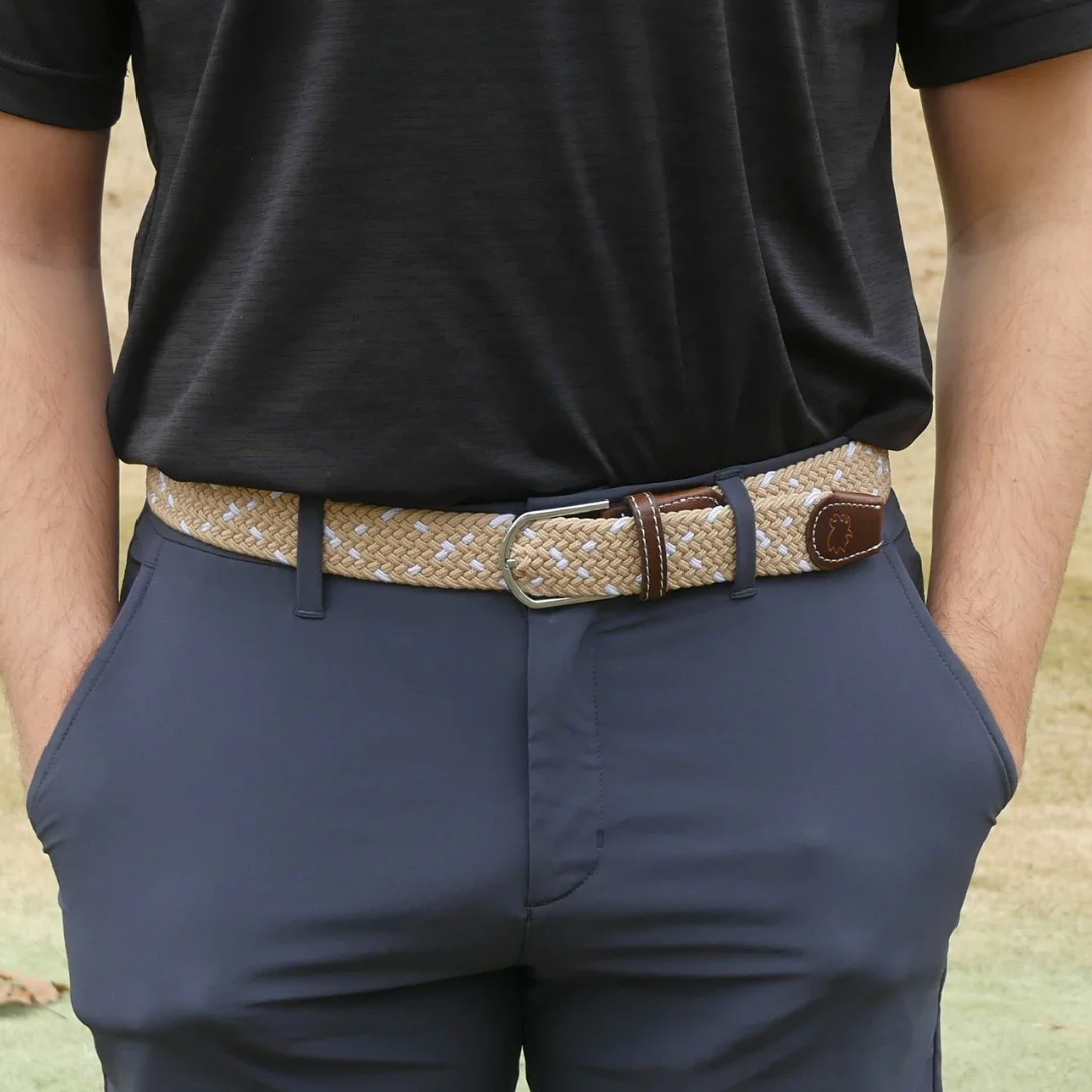 Golf Belt For Men 2024 Curve Ball Punch Through Adjustable Fit Stretch Woven Materials Full Colored Custom OEM VN Manufacturer
