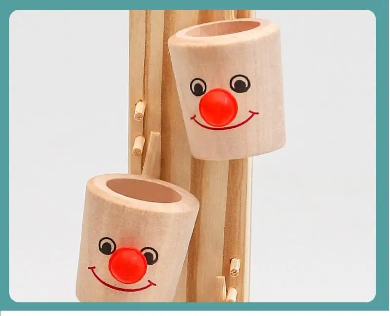 Children Educational Toys Wooden Clown Pour Table Fun Parent-child Interactive Board Game Marble Decompression Toys