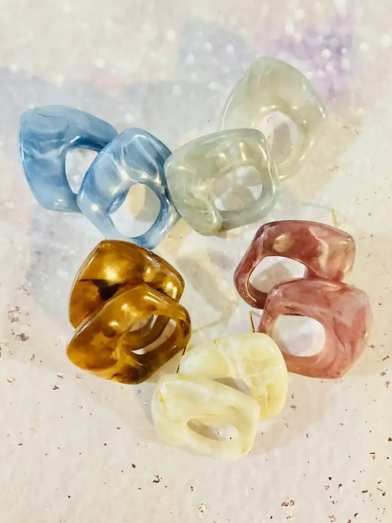 Wholesale customized Best quality  handcrafted high polished  beautiful  colorful fashion   resin ring for women from India