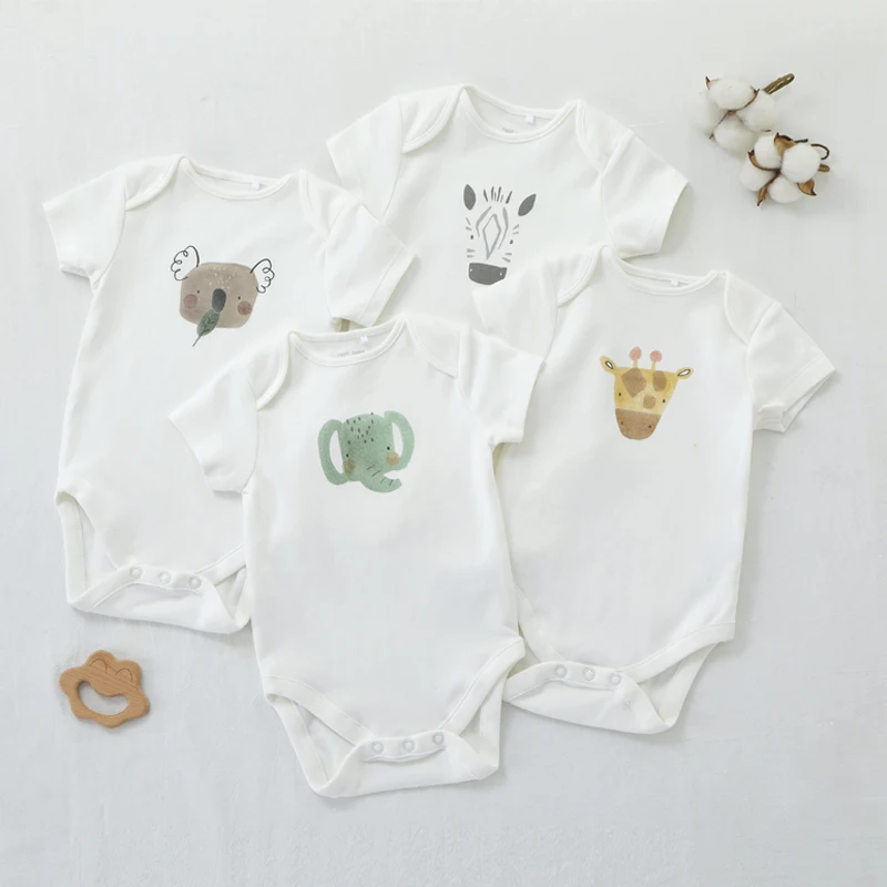 Wholesale OEM ODM Custom LOGO Printing Plain Baby Clothes GOTS Organic Cotton Baby Bodysuit Set