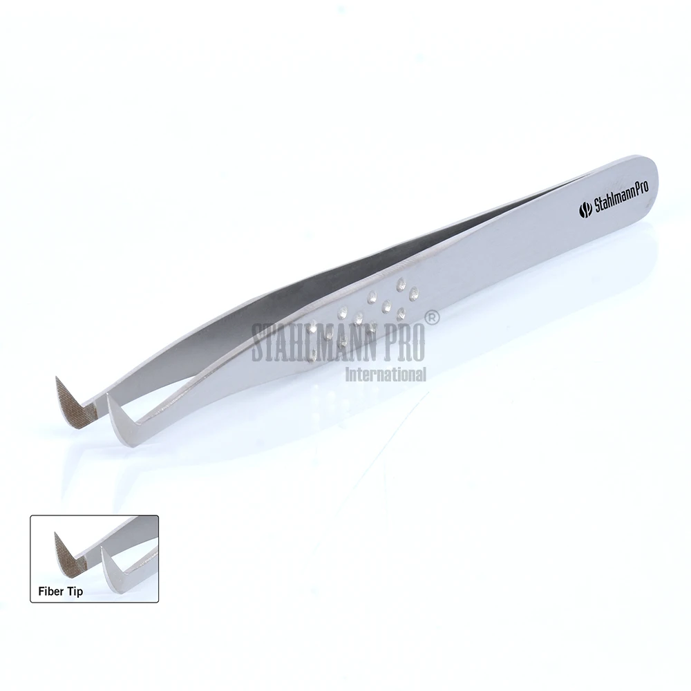 Lash Tweezers Eyelash Extension Russian Volume Tweezers 11.5cm Fiber Tip Stainless Steel L Angled Lashing Tweezer Individual