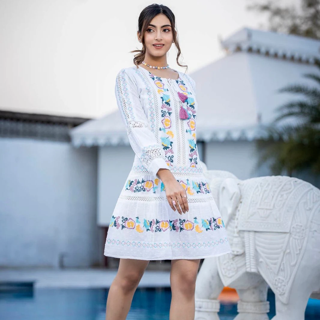 Bohemian branded dress fashion casual women embroidery dresses ladies women clothing