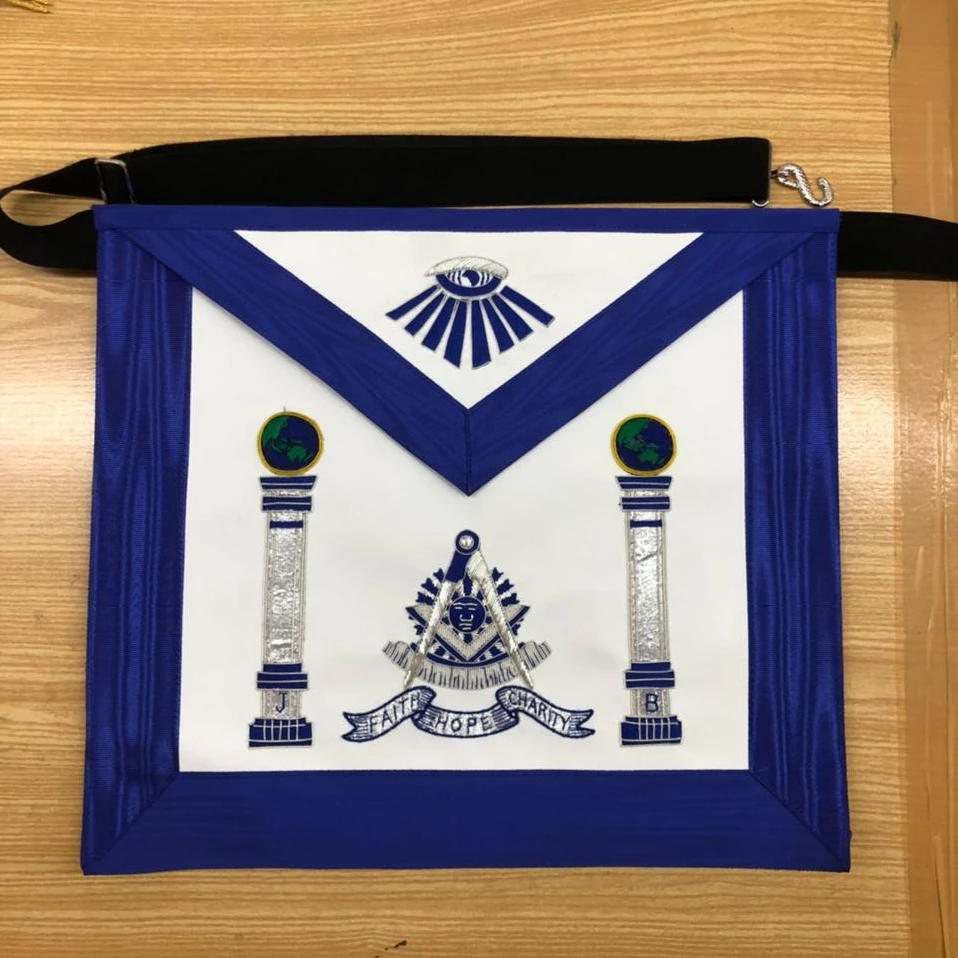Masonic Regalia Past Master High Quality Hand Embroidered Masonic Apron hope Faith Charity masonic Custom Apron