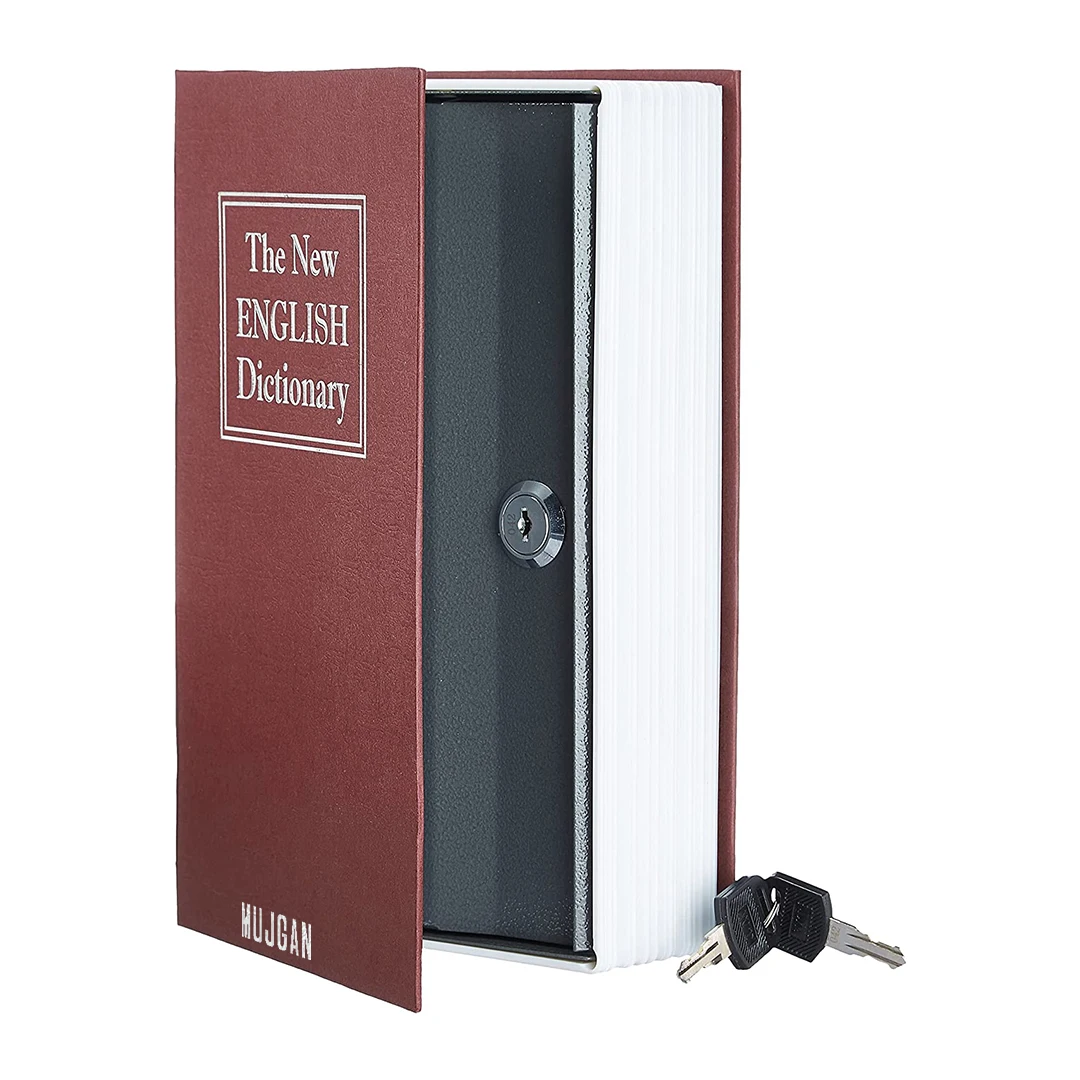 MUJGAN Book Safe with Key Lock - Dictionary-shaped Piggy Bank (Red)