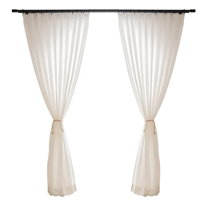 OEM custom logo design cross-border small grid pastoral small fresh gauze curtain white finished window screen fabric