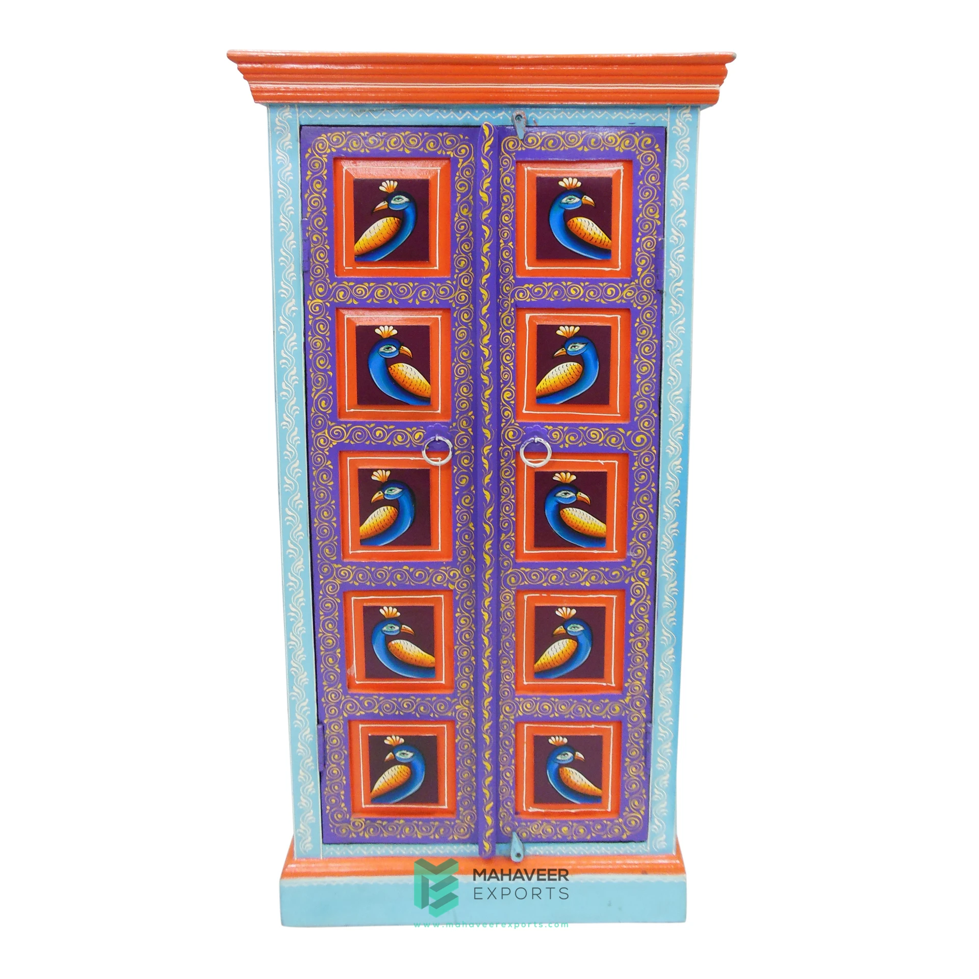 Best Selling Fine Hand Painted Wooden Two Door Almirah / Living Room Cabinet For Modern Home Antique Designed Storage Furniture