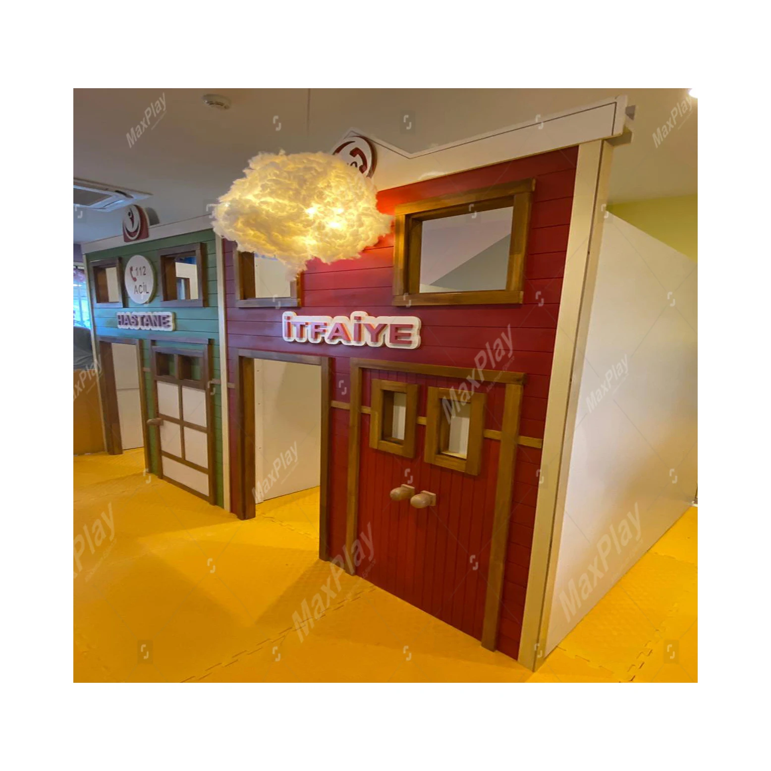 New Products ! Customizable Commercial Playground Town Vocational Houses Full Set By Maxplay