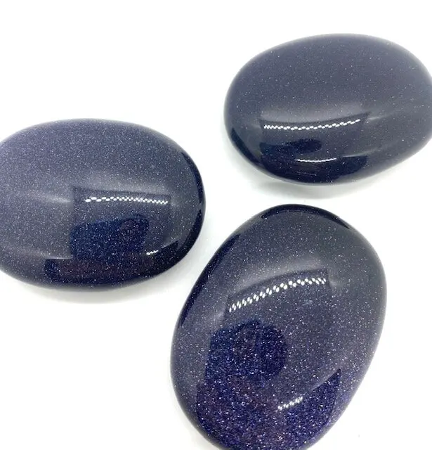 High Quality Natural Polished Blue Goldstone Wholesale Blue Goldstone Crystal palm stone Blue Goldstone Sale