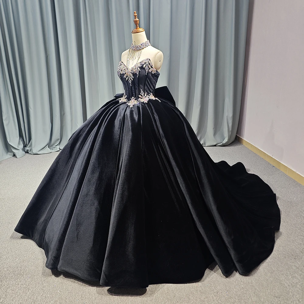 Jancember 1225 винтажные бархатные черные платья Empire Quinceanera для 16 девочек