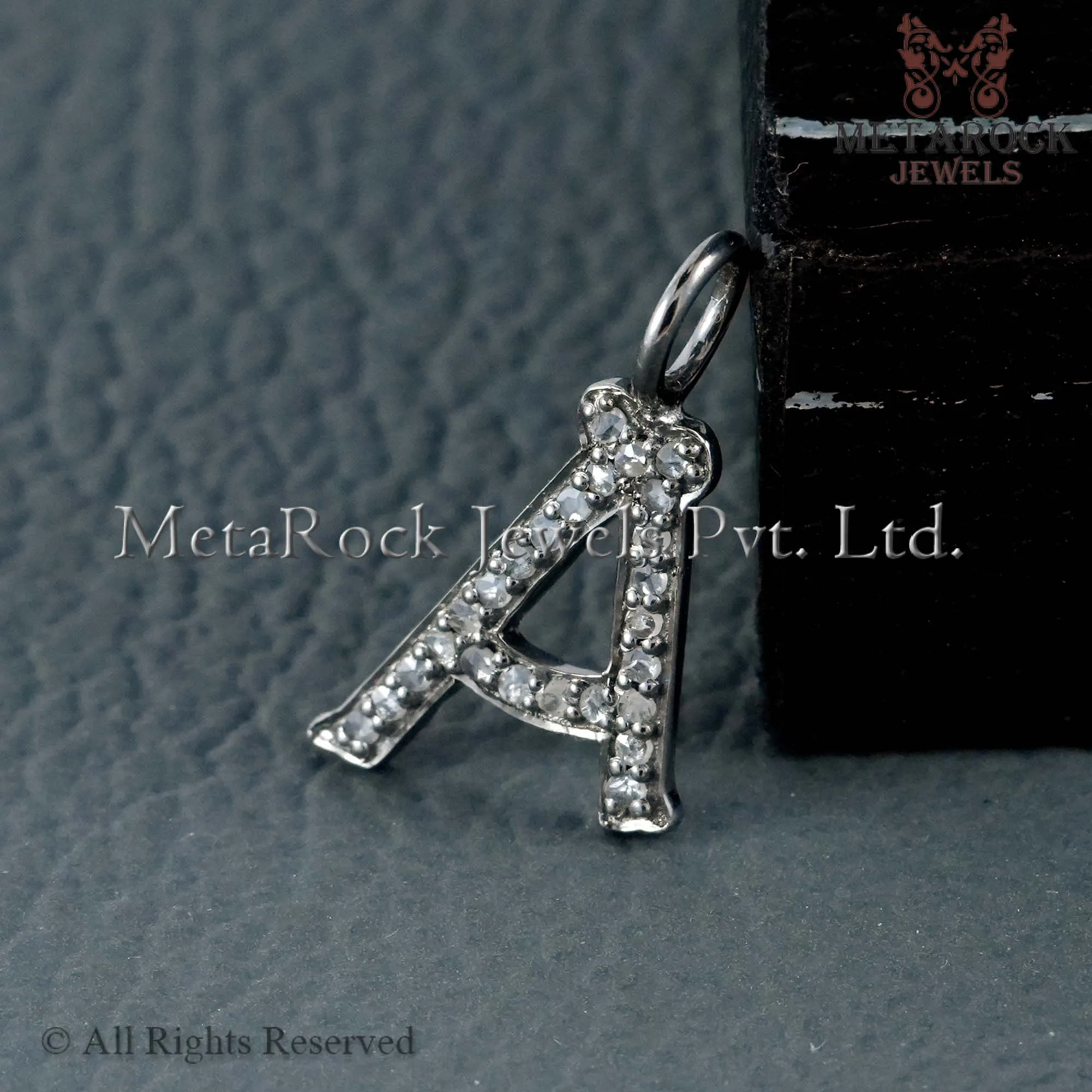 Pave Diamond Initials Alphabetical A Letter Charms Sterling 92.5 Sterling Silver Designer letter A pendant jewelry