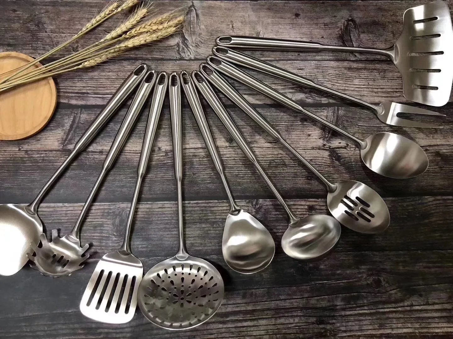 FREE SAMPLE Kitchen Utensils Stainless Steel Slotted Steak Turner spatula potato masher Saucer Spoon Fork Ladle Skimmer Spaghti