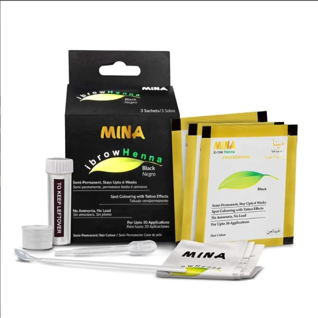 Черная хна для бровей и набор трафаретов для ухода