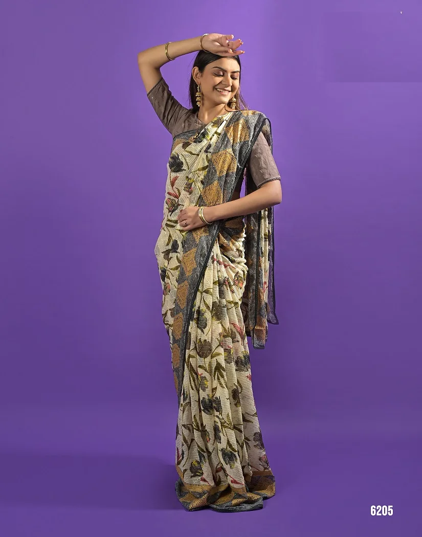 Premium Quality Latest Design Women Digital Printed Georgette Saree With Heavy Printed Work Comfortable Fabric Saree from India