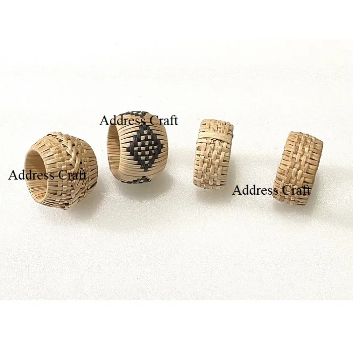 Luxury Style Hand Woven Wicker Round Shape Napkin Ring Table Accessories Parties Wedding Decor Unique Design Rattan Napkin Ring