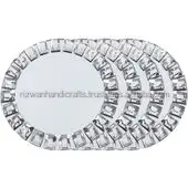 Wholesale Wedding Events Decoration Jeweled Diamond Mirror Glass Charger Plate