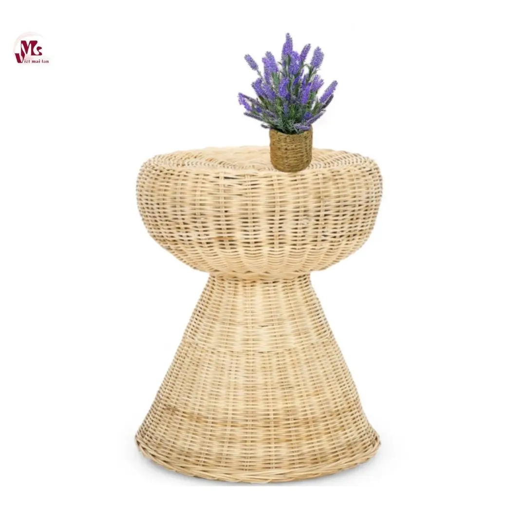Round rattan wicker stool home furniture for living room bedroom hotel villa wholesale price Made in Vietnam