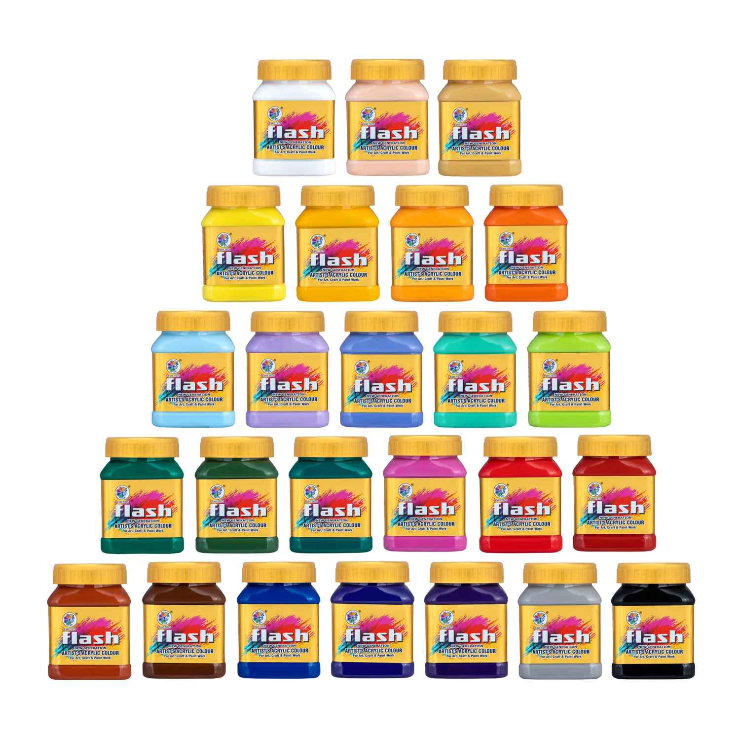 Flash Acrylic Colors 200ml Set Non Toxic for Kids & Artist Top Quality Wholesale Artist Acrylic Colors