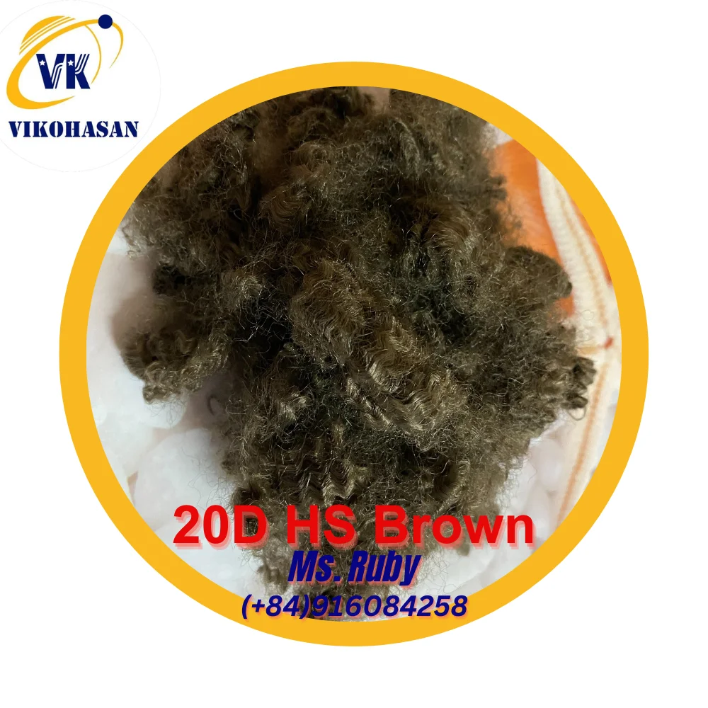 Recycled Fiber 15D HS Brown Recycled Staple Fiber Use for Concrete Spinning Sofa Quilt Toy Pillows Car Floor Mat Carpets