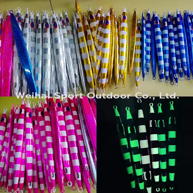 New 120g -1000g Deep Sea Fishing Iron Plate Luminous Bait Boat Fishing Big Size Fast Slow Fall Pitch Jigging Lure
