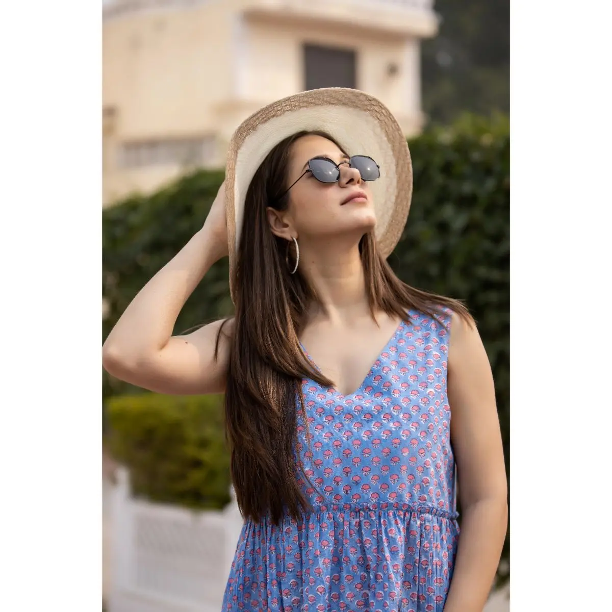 Beautiful  Cotton Hand Block Printed Women sleeveless Dress Light Weight Beach Wear Floral Printed Dress