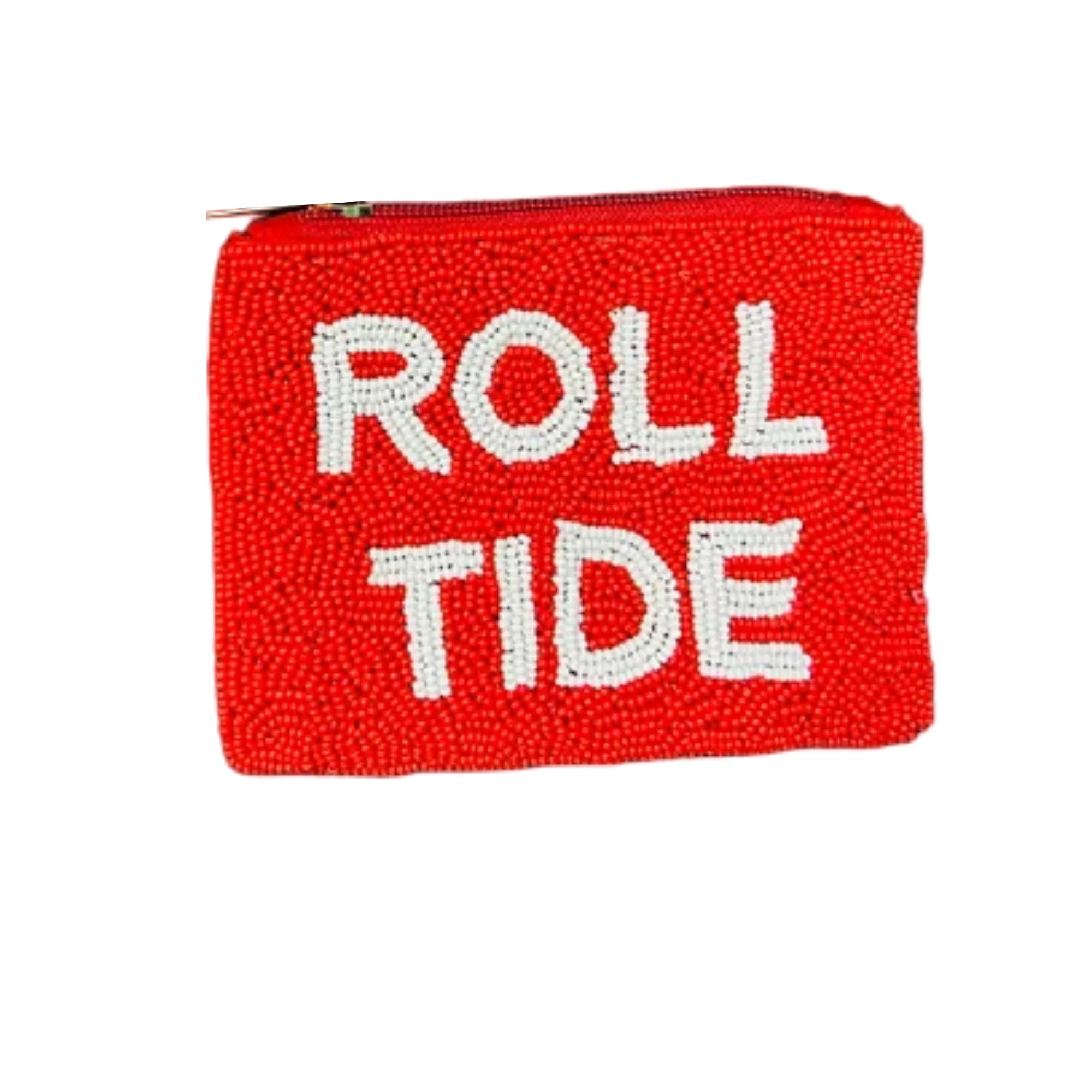 Roll Tide Gameday Beaded Coin Purse - Handcrafted Crimson Tide Fan Accessory - Unique Team Spirit Coin Pouch for College