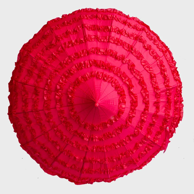 High quality special 16 ribs Manual Straight Umbrella Light and Elegant Lace Flower Edge Pagoda Umbrella
