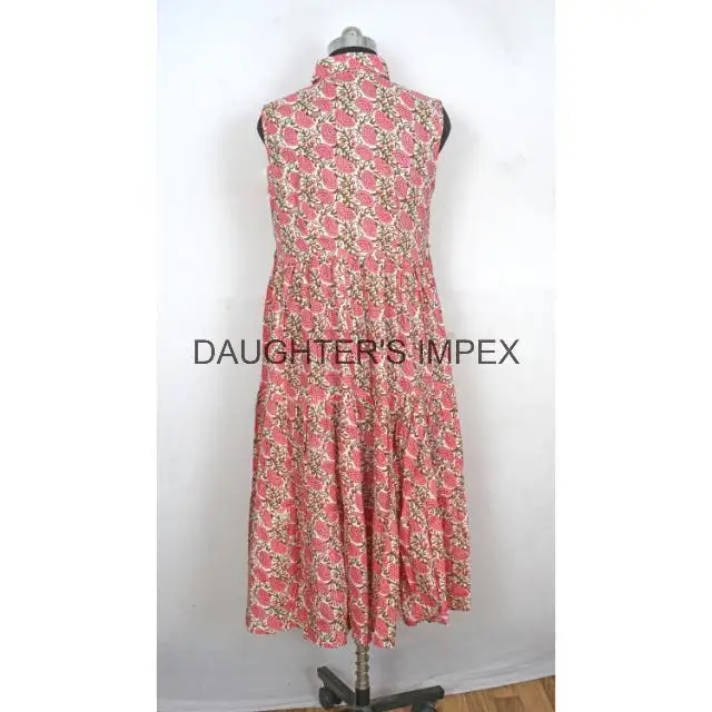 Floral Printed Indian Cotton Printed Dress Hand Block Printed Dress  Indian Tunics  Indian Cotton Long Gown