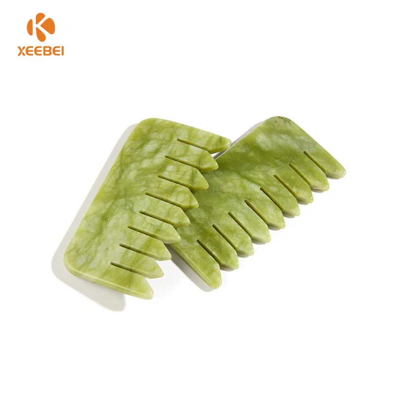 Custom Logo High Quality Rose Quartz Jade Guasha Tools Jade Head Comb For Head Massage