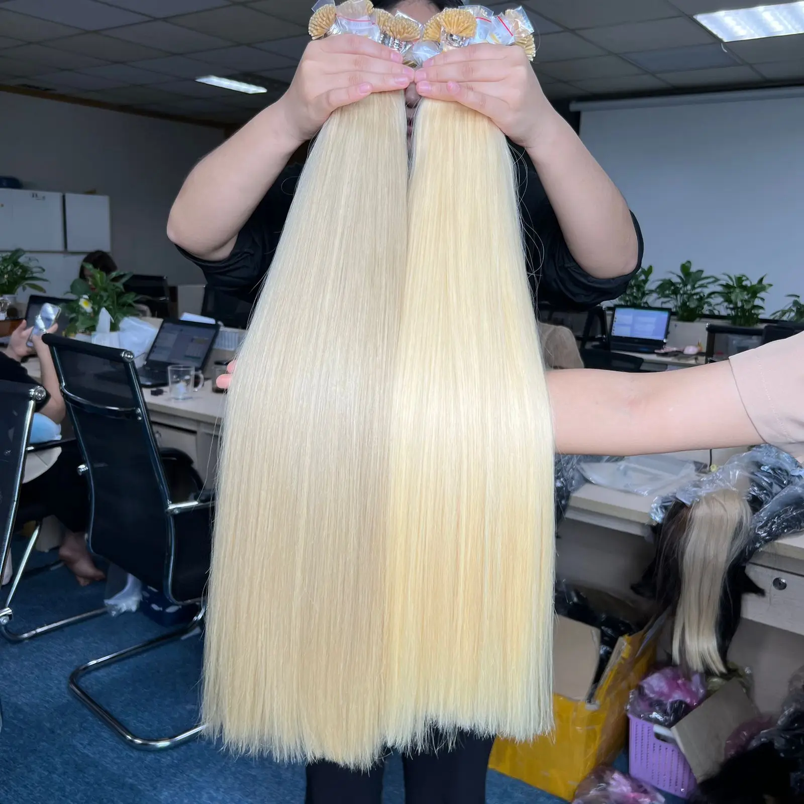 I Tips Hair Tip Keratin Hair Extensions Wholesale 100% Human Hair No Chemical Long Usage Vietnamese Blonde Platinum