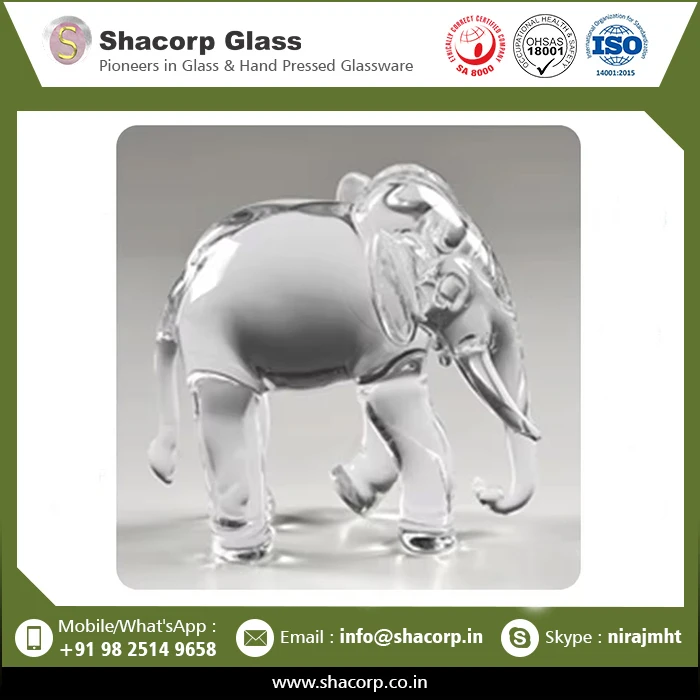 Indian Manufacturer Of  Mini Elephant Decorative Glass Art Statue Available At Low Price